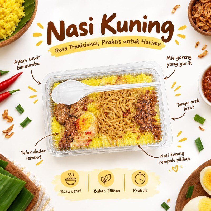 Nasi Kuning Kotak (Lauk Mie & Telur)