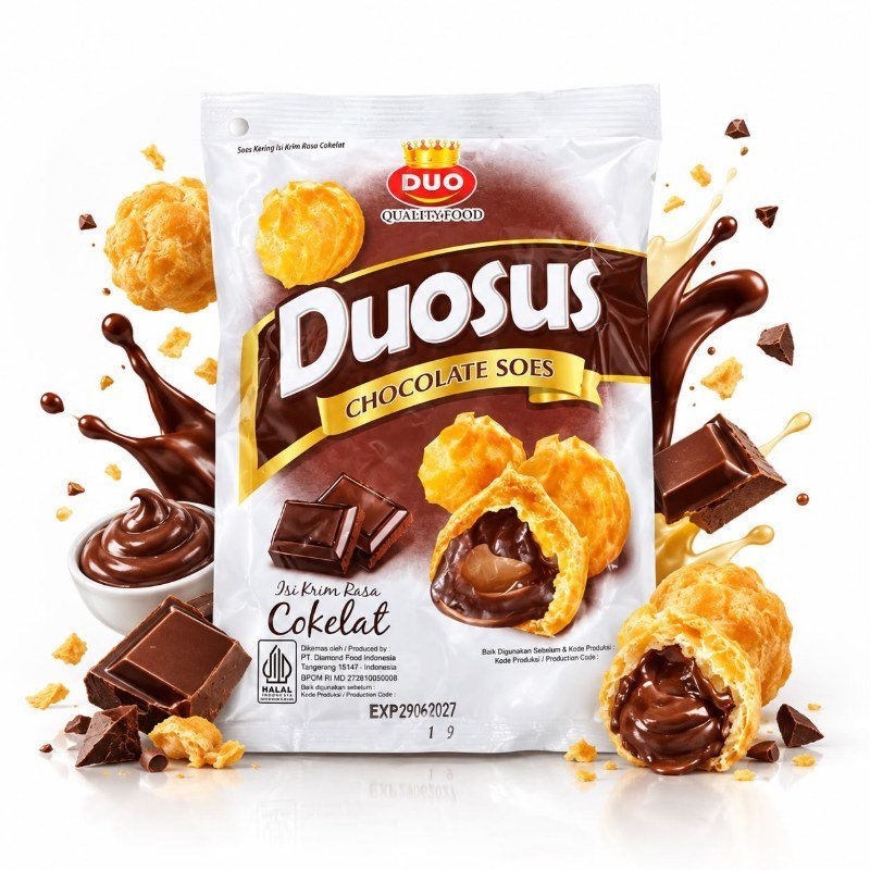 Duosus Chocolate Soes (Soes Kering Isi Krim Rasa Cokelat)