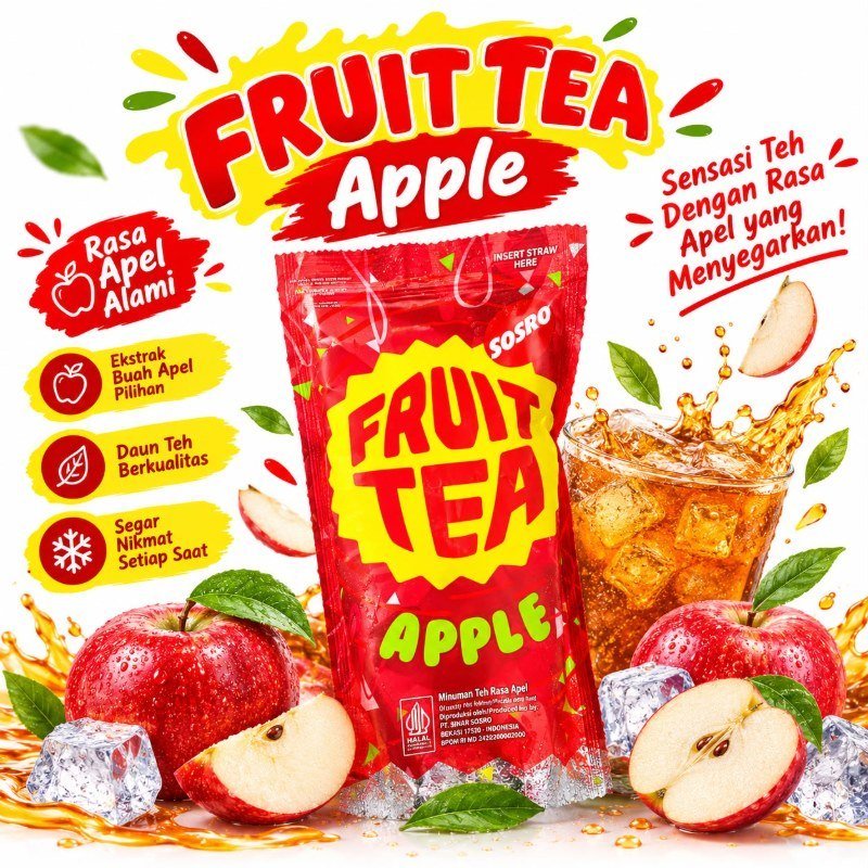 Fruit Tea Apple Sosro (Minuman Teh Rasa Apel 200 ml)