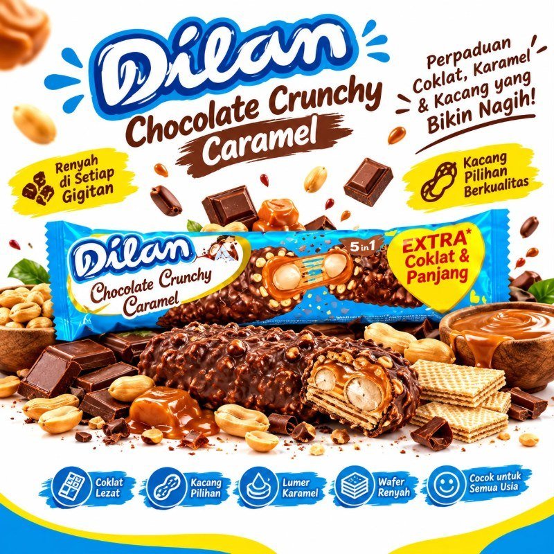 Dilan Chocolate Crunchy Caramel (Wafer Roll 5 in 1)