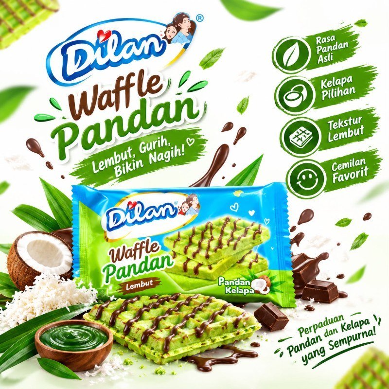 Dilan Waffle Pandan Lembut (Pandan Kelapa)