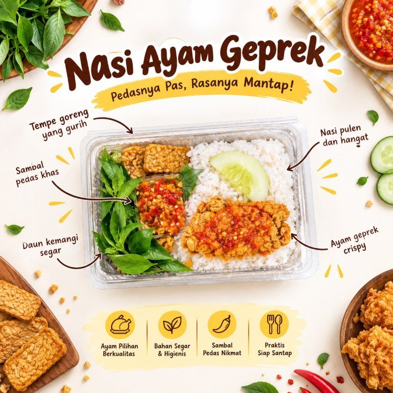 Nasi Kotak Ayam Geprek Lalapan