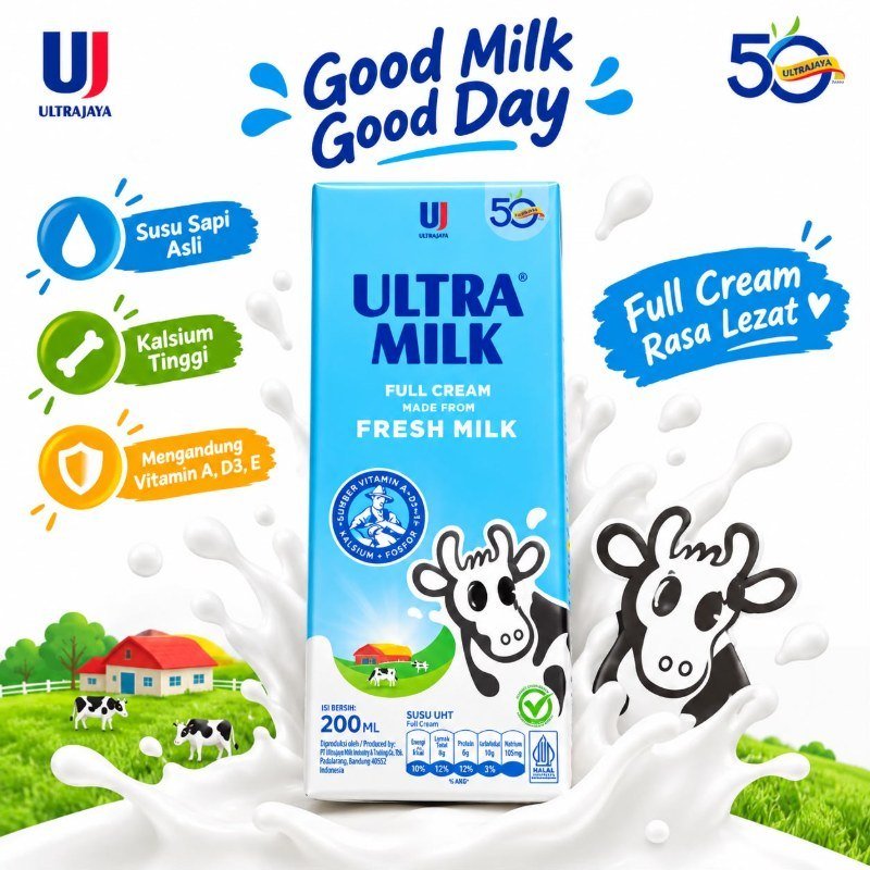 Ultra Milk Full Cream (Susu UHT 200 ml)
